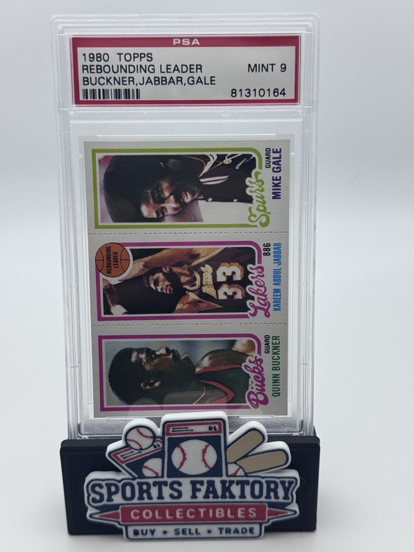 1980 Topps Rebounding Leaders Kareem Abdul Jabbar/Bucker/Gale PSA 9 Mint