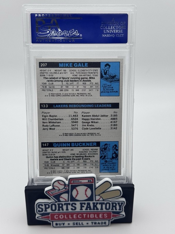 1980 Topps Rebounding Leaders Kareem Abdul Jabbar/Bucker/Gale PSA 9 Mint view 2
