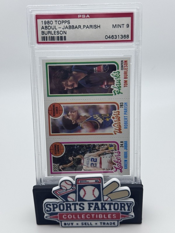 1980 Topps Kareem Abdul-Jabbar/Robert Parrish/Burleson PSA 9