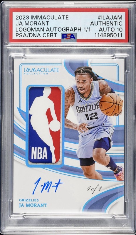 2023 PANINI IMMACULATE COLLECTION JA MORANT LOGOMAN PATCH AUTO 1/1 GAME-WORN