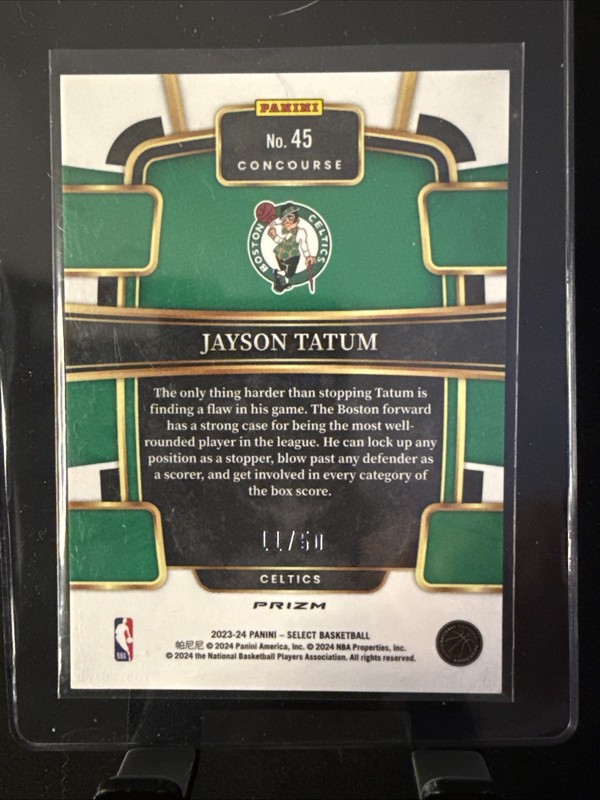 2023-24 Panini Select - Concourse Jayson Tatum #45 Green Wave Prizm /50 view 2