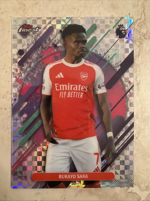 2025/26 Topps Finest Premier Bukayo Saka Checkerboard Refractor Uncommon