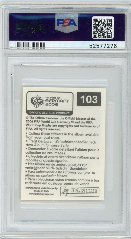 2006 Panini World Cup Germany Sticker - #103 David Beckham England - PSA 9 Mint view 2