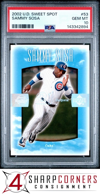 2002 UPPER DECK SWEET SPOT #53 SAMMY SOSA CUBS POP 4 PSA 10