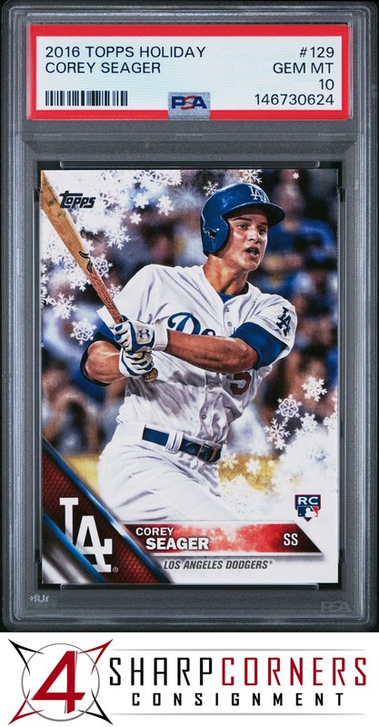 2016 TOPPS HOLIDAY #129 COREY SEAGER RC DODGERS PSA 10