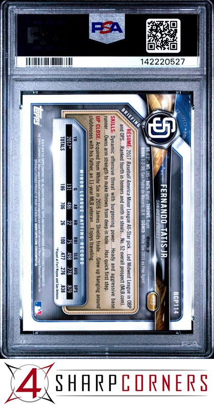 2018 BOWMAN PROSPECTS CHROME #114 FERNANDO TATIS JR. RC PSA 9 view 2