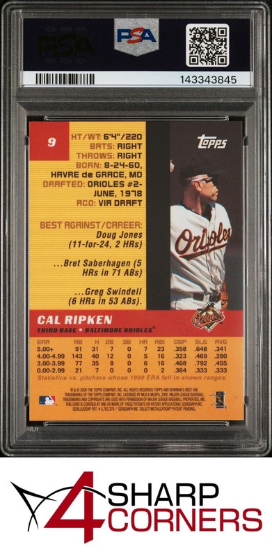 2000 BOWMAN'S BEST #9 CAL RIPKEN JR. ORIOLES HOF PSA 9 view 2