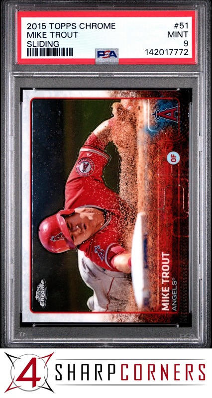 2015 TOPPS CHROME #51 MIKE TROUT ANGELS SLIDING PSA 9