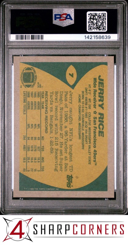 1989 TOPPS ALL PRO #7 JERRY RICE 49ERS HOF PSA 9 view 2