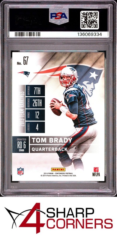 2014 PANINI CONTENDERS #67 TOM BRADY PATRIOTS PSA 8 view 2