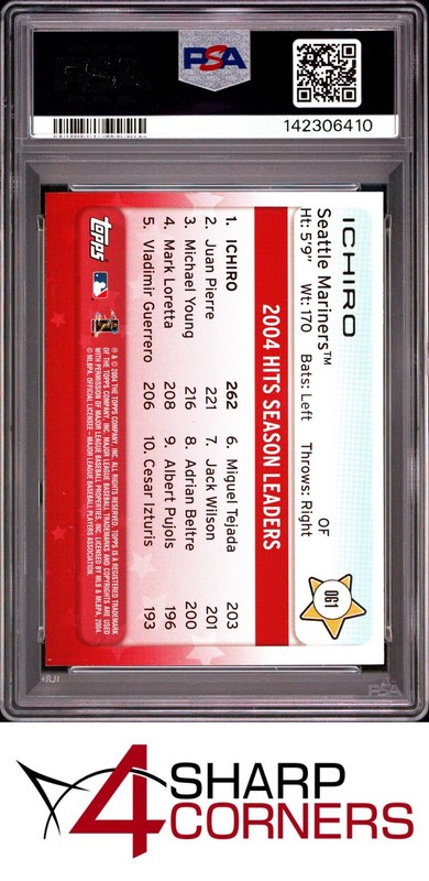 2005 TOPPS OWN THE GAME #OG1 ICHIRO SUZUKI HOF POP 2 PSA 9 view 2