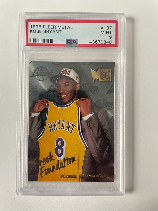1996 Fleer Metal Kobe Bryant Fresh Foundation Rookie Card #137 PSA MINT 9  view 2