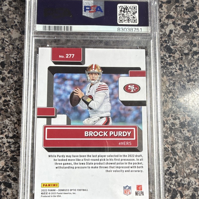 Panini 2022 Donruss Optic Rated Rookie #277 Brock Purdy PSA 9 49ers view 2