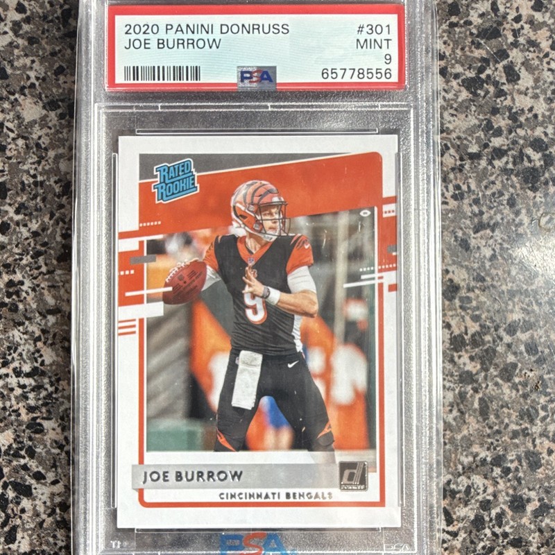 Panini 2020 Donruss Rated Rookie Joe Burrow Bengals #301 PSA 9