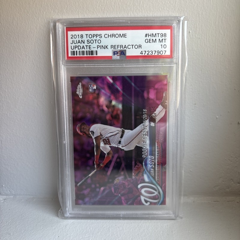 2018 Topps Chrome Update RC Juan Soto #HMT98 Pink Refractor PSA 10 Nationals view 2