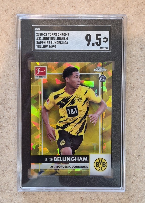 2020 Topps Chrome Bundesliga Sapphire Jude Bellingham YELLOW RC #/99 SGC 9.5