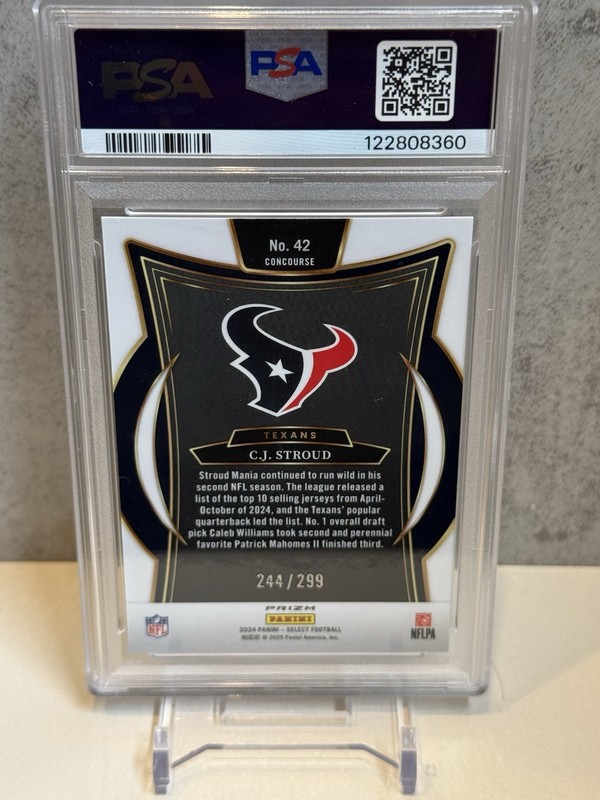 2024 Select CJ Stroud Concourse Tri Color Prizm /299 PSA 9 Texans view 2