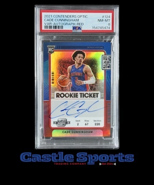 2021 Contenders Optic Cade Cunningham Red Prizm /75 Variation Auto PSA 8 NM-MT