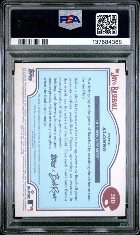2025 Topps x Bob Ross Pete Alonso #20D Auto Indian Yellow /25 PSA 10 view 2