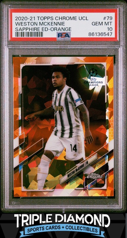 2020 Topps Chrome Sapphire UCL Weston McKennie Orange #36/50 PSA 10 L235