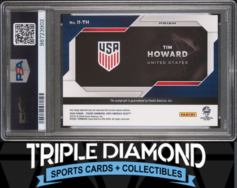 2024 Prizm Copa America Tim Howard International Ink Auto Pulsar PSA 10 LS197 view 2