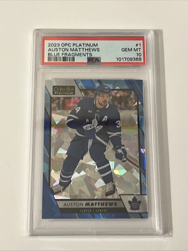 2023-24 O-Pee-Chee Platinum Blue Fragments28/ 125 Auston Matthews #1 Psa 10