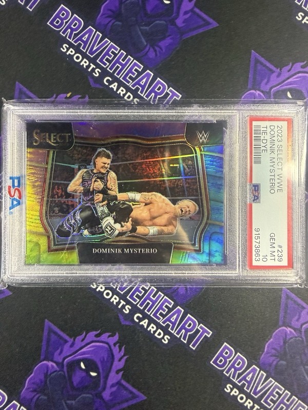 2023 Panini Select WWE Dominik Mysterio Ringside Tie Dye #5/25 PSA 10