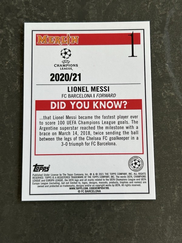 2020-21 Topps Merlin Collection Chrome UCL -  #1 Lionel Messi view 2
