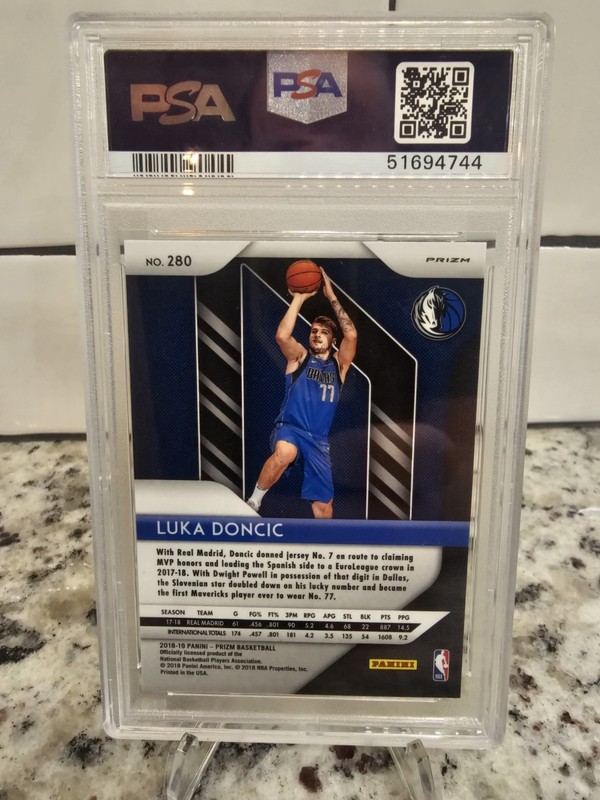 2018-19 Panini Prizm Luka Doncic RC Prizm Silver Rookie #280 Mavericks PSA 10 view 2