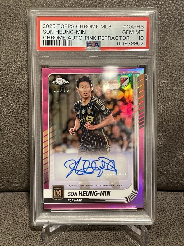 🔥Son Heung-Min 2025 Topps Chrome MLS Pink Refractor SSP Auto #6/10 PSA 10 LAFC