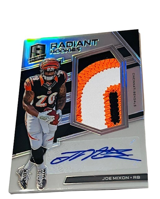 Joe Mixon Auto Rookie RC Bengals 2017 Panini Spectra /50 Logo Number Patch Prizm view 1