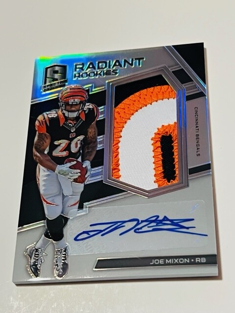 Joe Mixon Auto Rookie RC Bengals 2017 Panini Spectra /50 Logo Number Patch Prizm view 2
