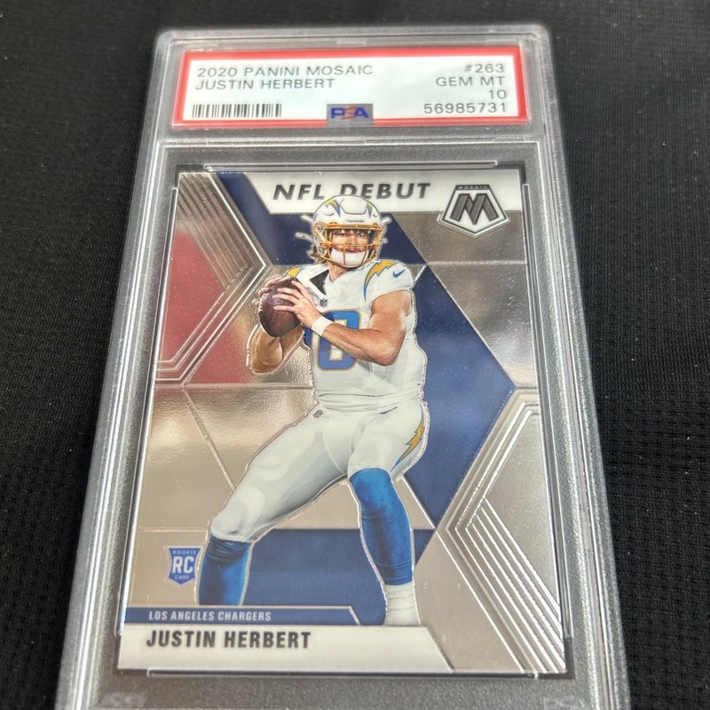 2020 Mosaic *Justin Herbert* Chargers NFL DEBUT Rookie RC Card #263 PSA 10