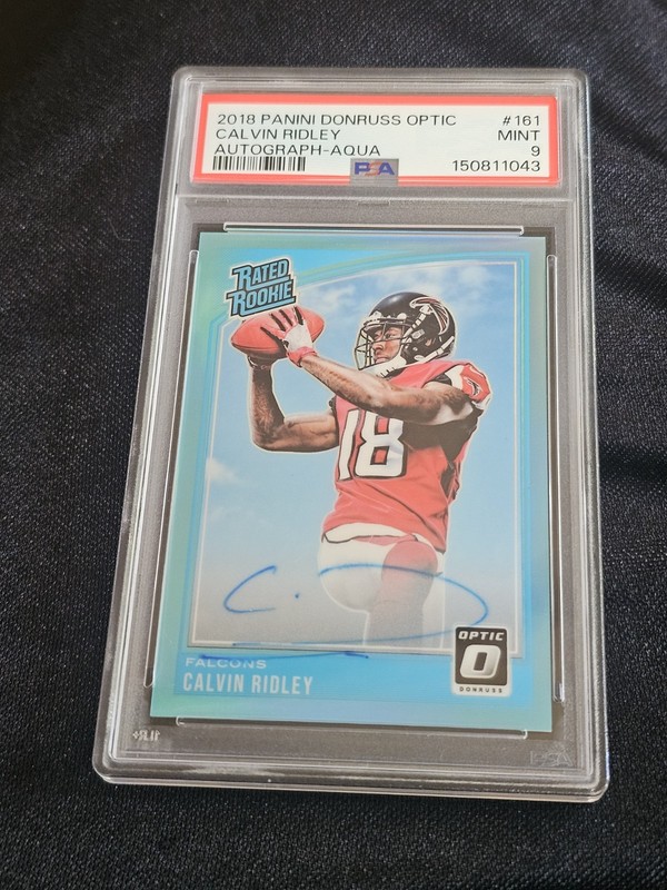2018 Donruss Optic Calvin Ridley Aqua Auto Psa 9