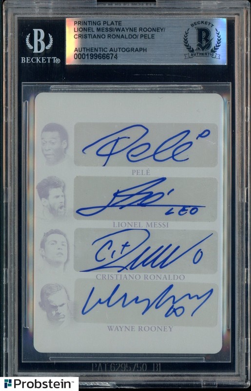 2020 Leaf Pele Lionel Messi Cristiano Ronaldo Wayne Rooney 1/1 Auto BGS