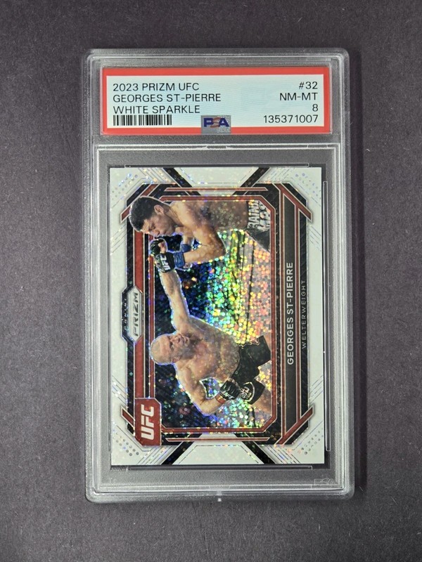 2023 Panini Prizm UFC Georges St-Pierre White Sparkle PSA 8 vs Nick Diaz #32