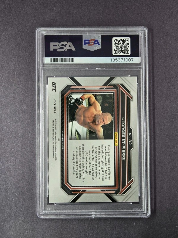 2023 Panini Prizm UFC Georges St-Pierre White Sparkle PSA 8 vs Nick Diaz #32 view 2