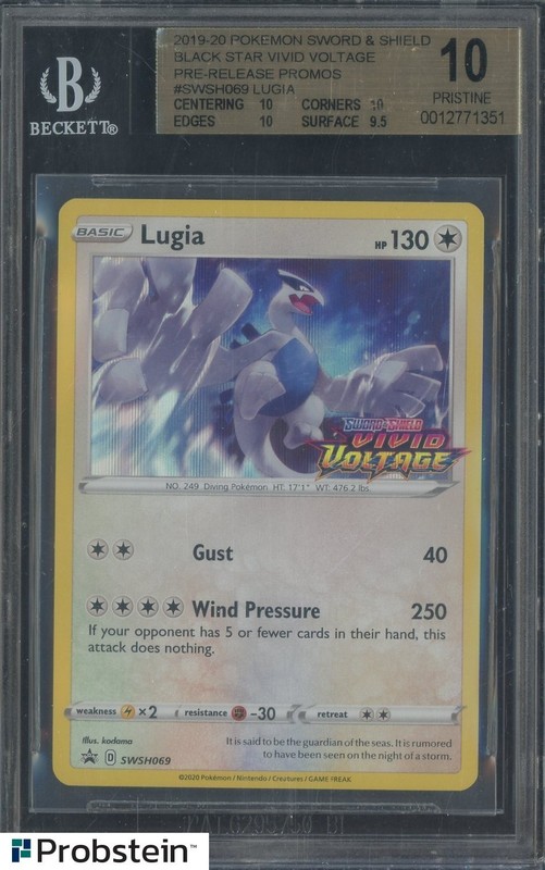 2019-20 Pokemon SWSH Black star Promo Vivid Voltage Pre-Release 069 Lugia BGS 10