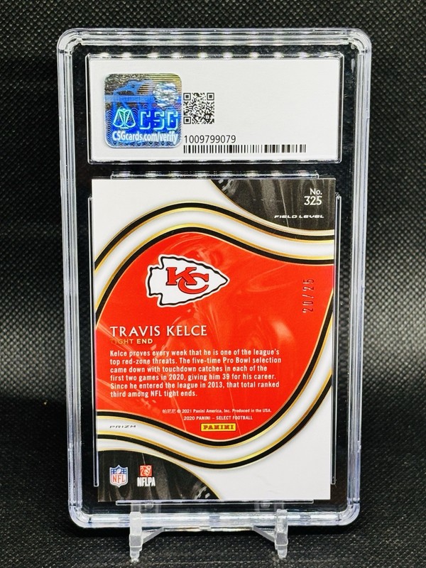 2020 Panini Select Travis Kelce #325 Tie-Dye Prizm /25 Kansas City Chiefs CSG 9 view 2
