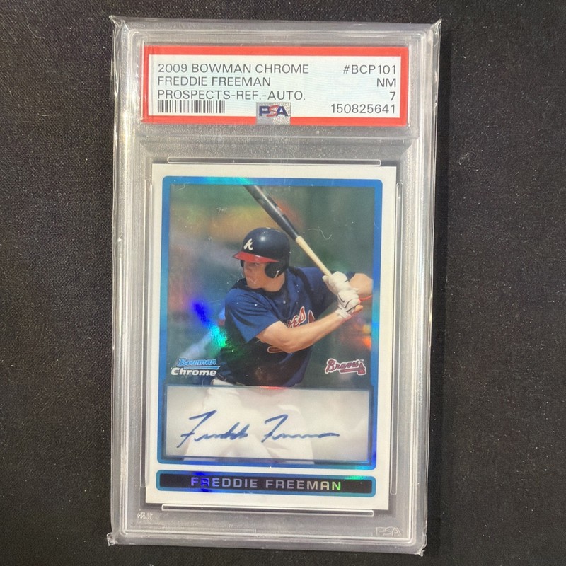2009 BOWMAN CHROME PROSPECT REFRACTOR AUTO #BCP101 FREDDIE FREEMAN RC /500 PSA 7