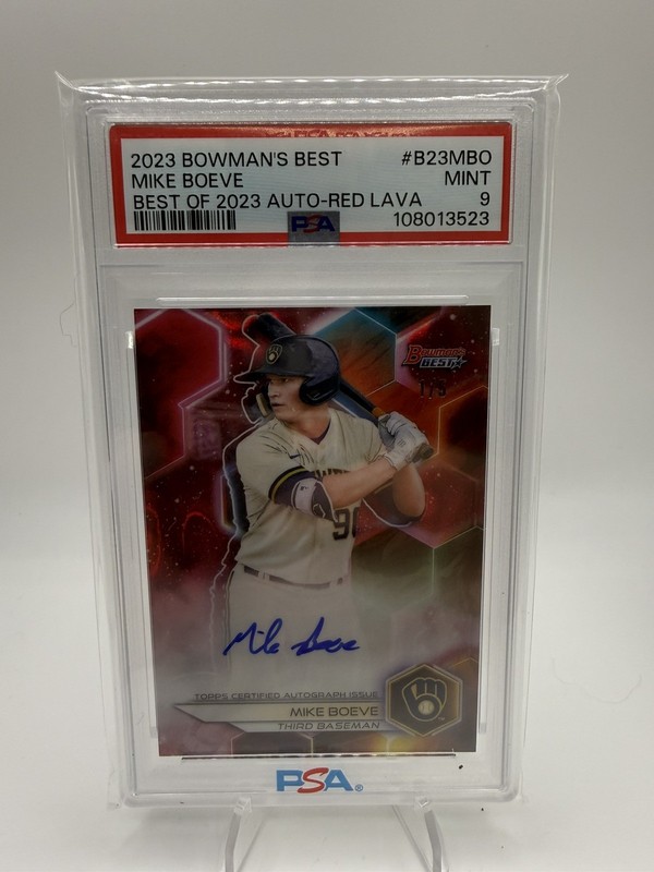 2023 Bowman's Best Mike Boeve Auto /5 PSA 9 Pop 2 None Higher #B23-MBO Brewers
