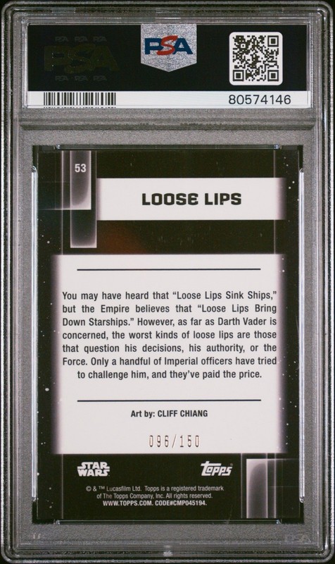 PSA 10 2021 Topps Star Wars Galaxy Loose Lips Atomic /150 Refractor Propaganda  view 2