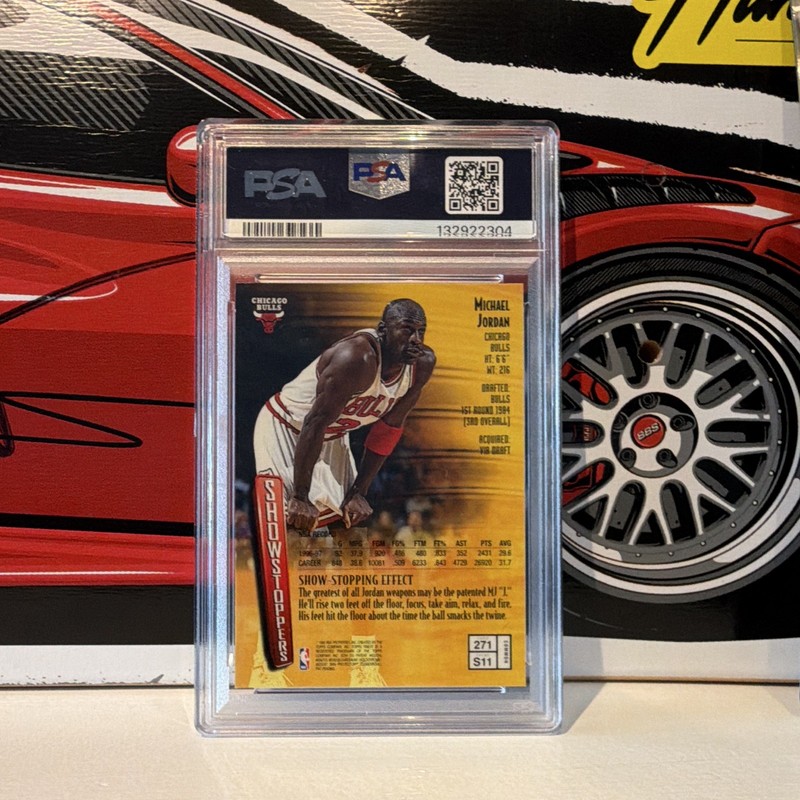 Topps Finest 1997 Michael Jordan Showstoppers Insert #271 PSA 8 Bulls view 2