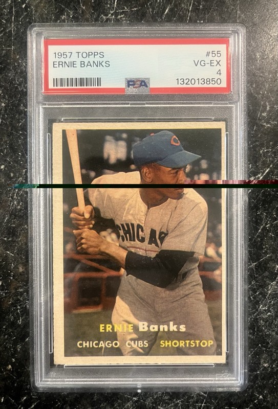 1957 Topps #55 Ernie Banks HOF Cubs PSA Graded 4 - VG/EX Vintage Baseball Card