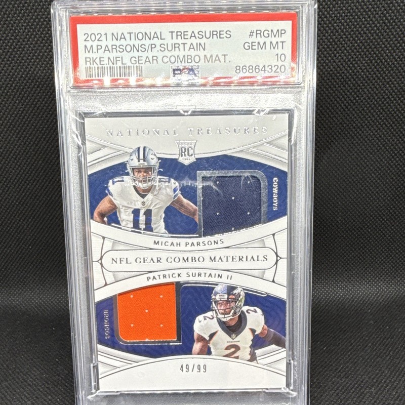 Panini 2021 National Treasures Parsons/Surtain RC NFL Gear RG-MP PSA 10 /99 POP3