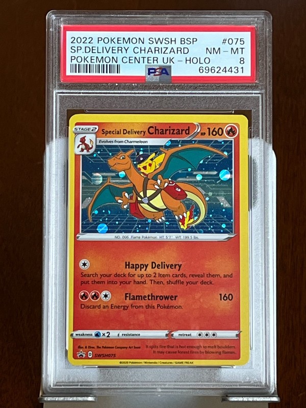 Pokemon Special Delivery Charizard 075 SWSH Black Star Promo PSA 8
