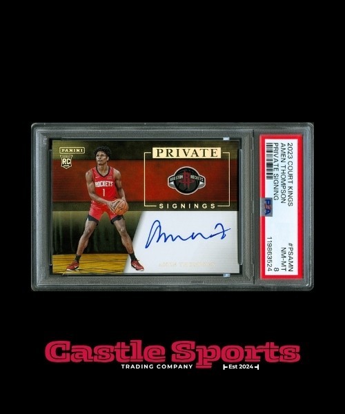 2023 Panini Private Signing #PSAMN Amen Thompson On Card Rookie Auto PSA 8 NM-MT