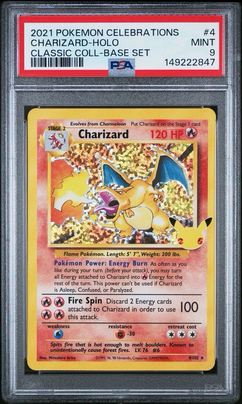 Charizard PSA 9 Celebrations Classic 4/102 Holo Base Set 2021 Pokemon Card