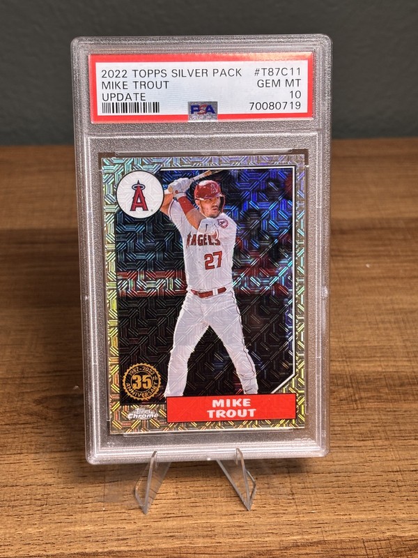 2022 Topps Silver Pack 1987 Chrome Promo #T87C11 Mike Trout Update PSA 10