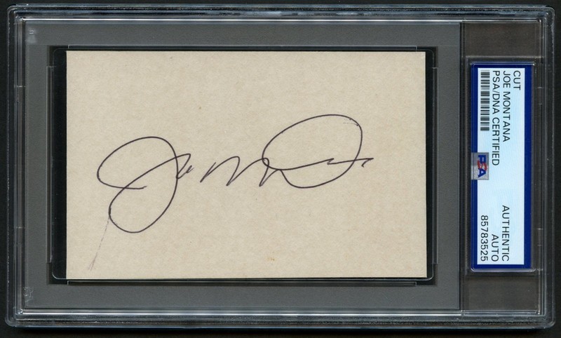 Joe Montana signed autograph auto 3x5 cut QB San Franciso 49ers PSA Slabbed